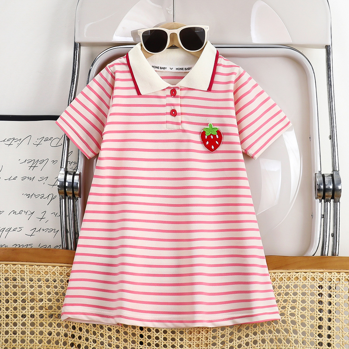 Girls summer short-sleeved polo collar dress